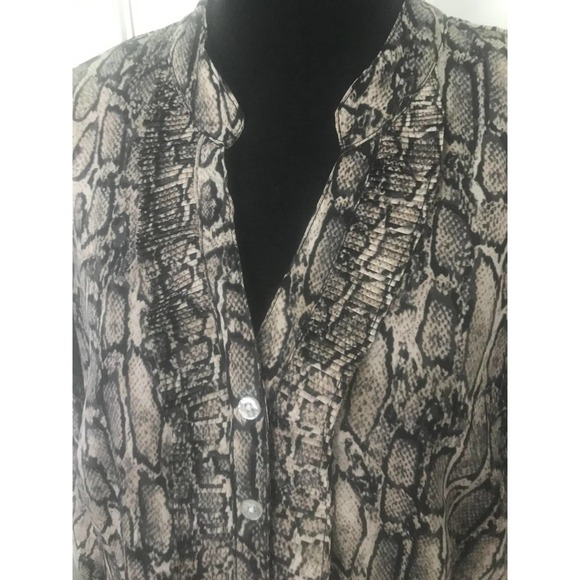 212 Collection Women Snakeskin  Ruffled Long Sleeves Blouse,XL - Picture 3 of 7